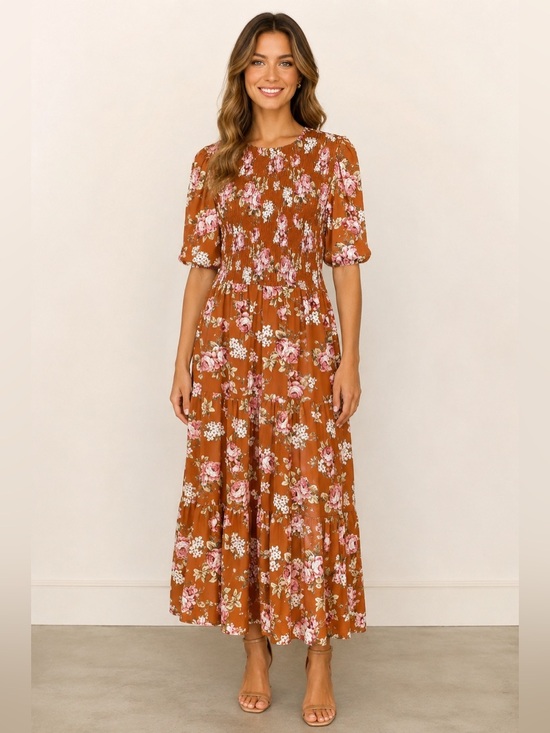 Wayf Dresses & Skirts - WAYF Floral Tiered Smocked Maxi Dress Size Large NWT